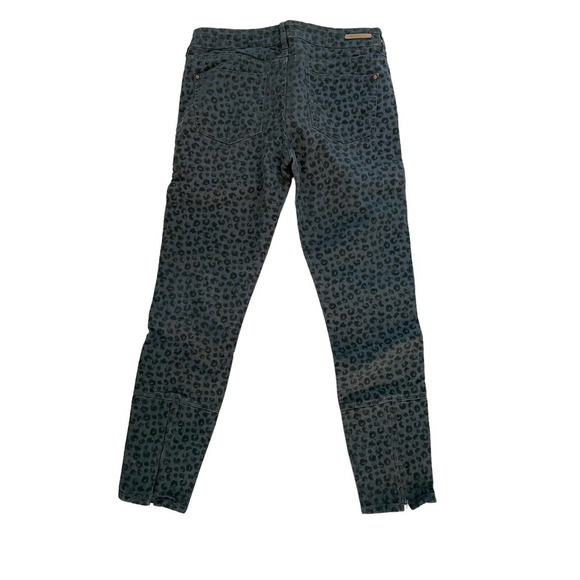 Anthro Pilcro & the Letterpress Womens Jeans Blue STET Leopard Skinny Zip Hem 28 - Picture 2 of 6
